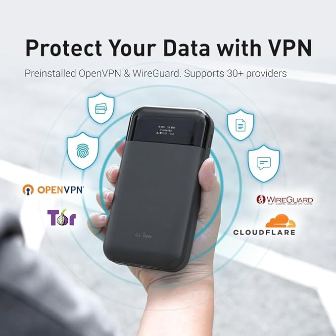 GL.iNet GL-E750V2 (MUDI) 4G LTE Portable Wi-Fi Hotspot for Travel | Mobile Hotspot Device, OpenWrt, OpenVPN, WireGuard, 7000mAh, Global Version