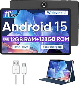 Android 15 Tablet,11 Inch Tablets with Octa Core Processor, 12GB RAM 128GB ROM 1TB Expand