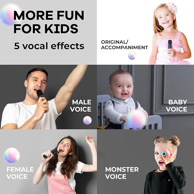 Mini Karaoke Machine with 2 Wireless Microphones for Kids Adults, Portable Bluetooth Speaker