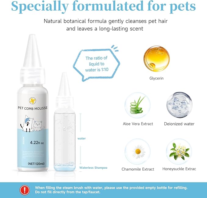 Pet Steam Brush for Dog & Cat