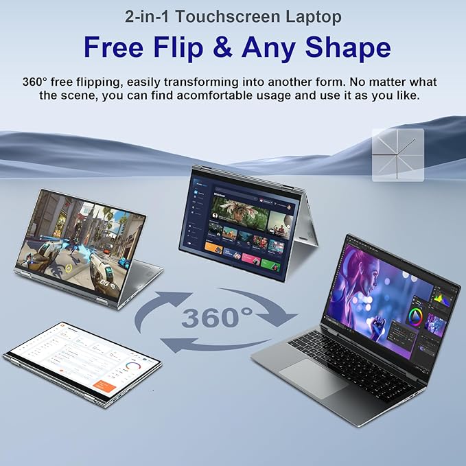 jumper 16 inch Laptop Computer, Convertible Laptop with Quad Core, 16GB DDR RAM 640GB Storage