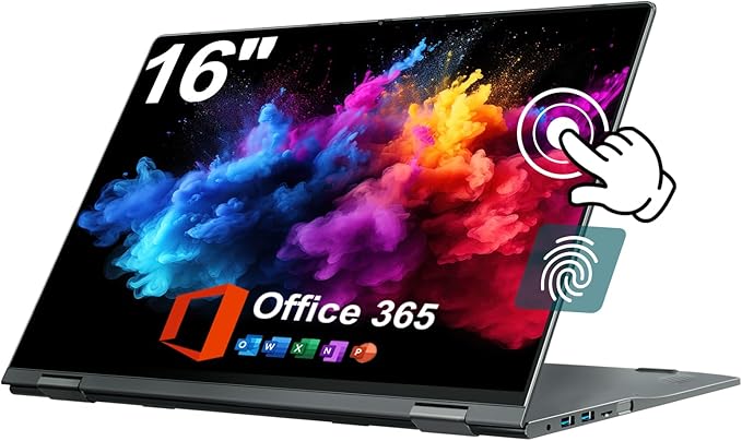 jumper 16 inch Laptop Computer, Convertible Laptop with Quad Core, 16GB DDR RAM 640GB Storage