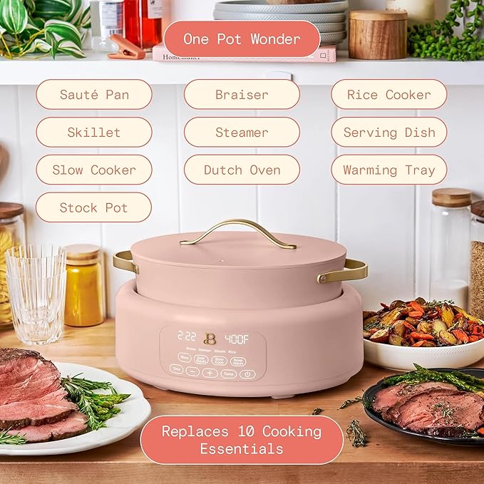 Beautiful 10-in-1 Electric MultiCooker 6 Quart - Programmable Slow Cooker